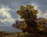 Two Figures Seated Under a Tree with Storm Approaching Beyond by Willem Bodemann
